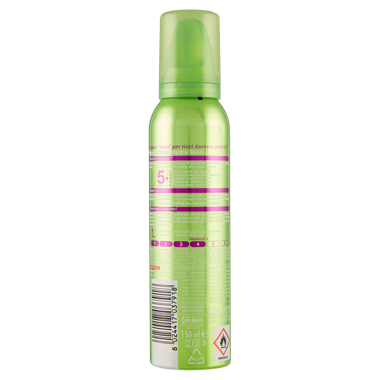 Garnier Fructis Hydra Ricci, Mousse ravviva ricci fissaggio extra forte, 150 ml