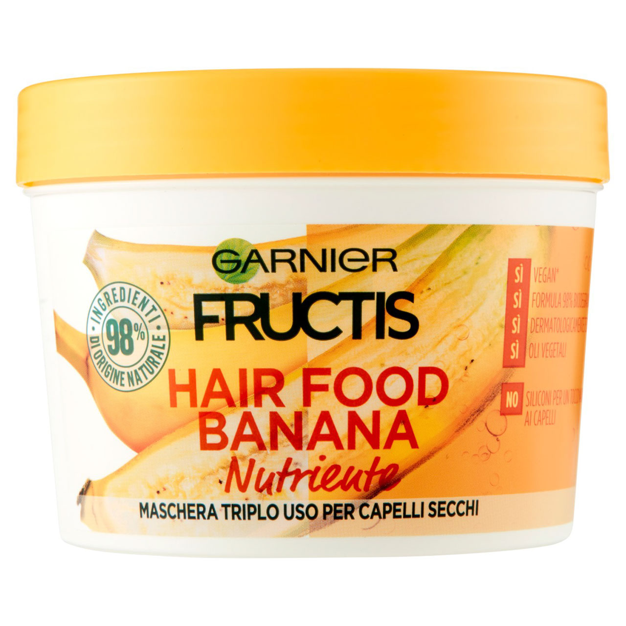 Garnier Maschera Nutriente Fructis Hair Food, 3in1, Capelli Secchi, Banana