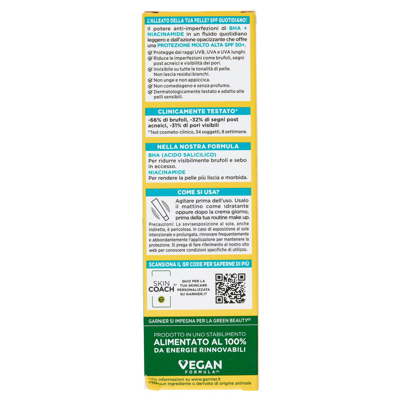 Garnier PureActive Anti-UV Fluido Quotidiano Anti-Imperfezioni, SPF 50  40 ml