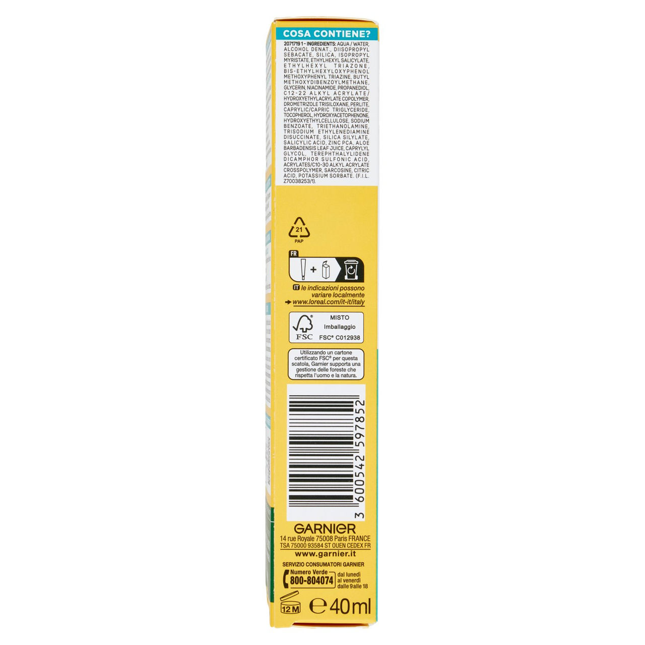 Garnier PureActive Anti-UV Fluido Quotidiano Anti-Imperfezioni, SPF 50  40 ml