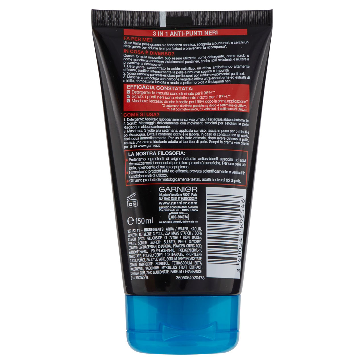 Garnier PureActive Intense - 3in1 anti-punti neri - 150 ml
