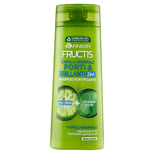 Garnier Shampoo Fructis Capelli Normali 2in1, Concentrato Attivo di Frutti, Capelli Forti, Brillanti