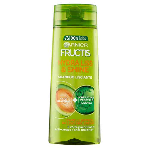 Garnier Shampoo Fructis Hydra Liss & Shine, per Capelli Difficili da Lisciare, Secchi o Crespi