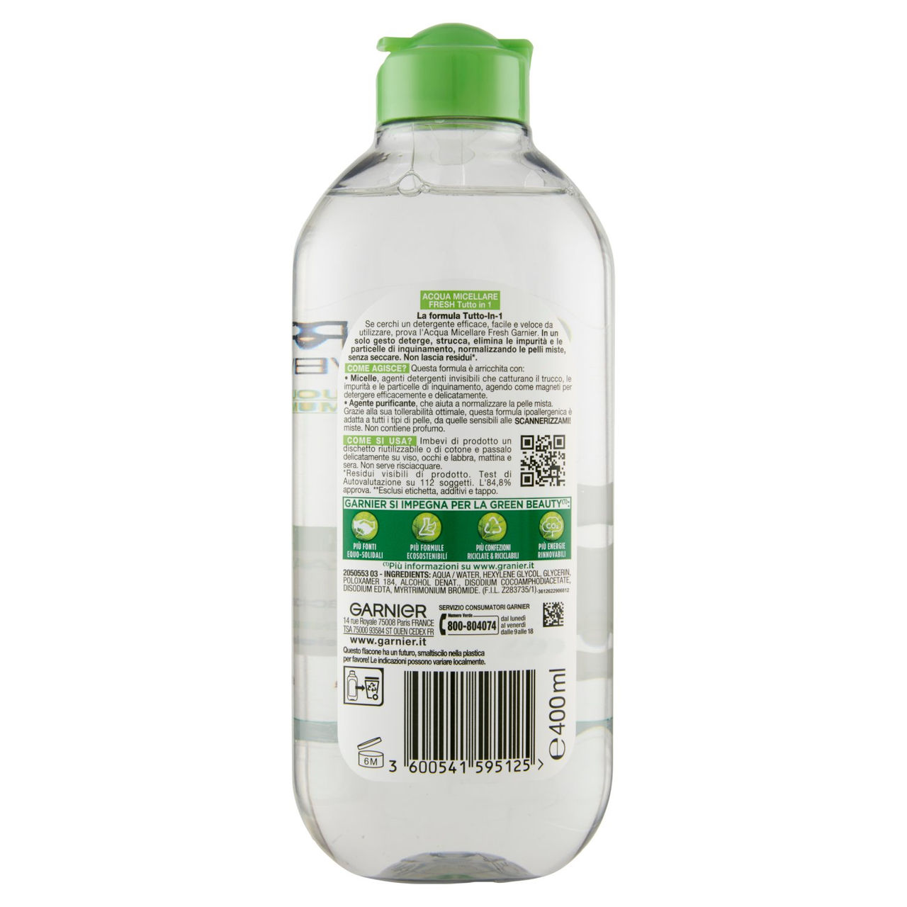 Garnier SkinActive Acqua Micellare Pelli Miste e Sensibili, Strucca, Purifica ed Opacizza, 400 ml