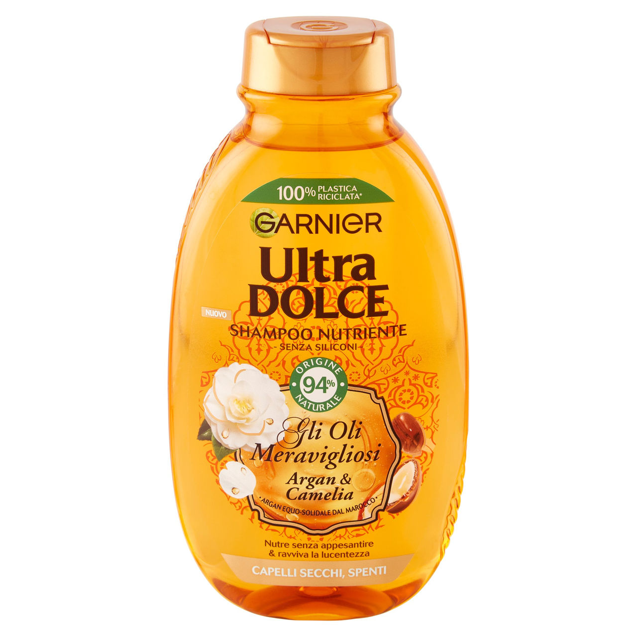 Garnier Ultra Dolce Shampoo Meraviglioso all'olio d'argan e di camelia per capelli secchi, 250 ml