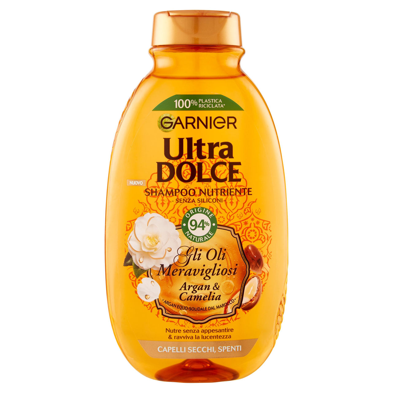 Garnier Ultra Dolce Shampoo Meraviglioso all'olio d'argan e di camelia per capelli secchi, 250 ml