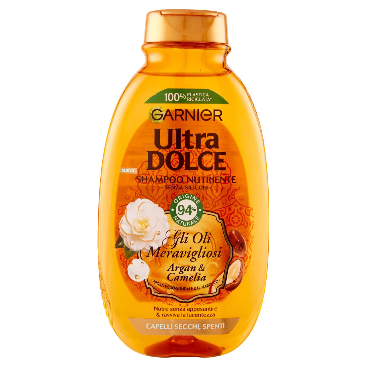 Garnier Ultra Dolce Shampoo Meraviglioso all'olio d'argan e di camelia per capelli secchi, 250 ml