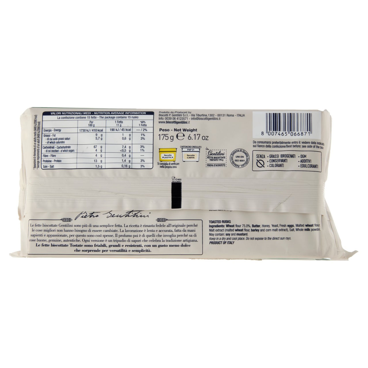 Gentilini Fette Biscottate Tostate 175 g