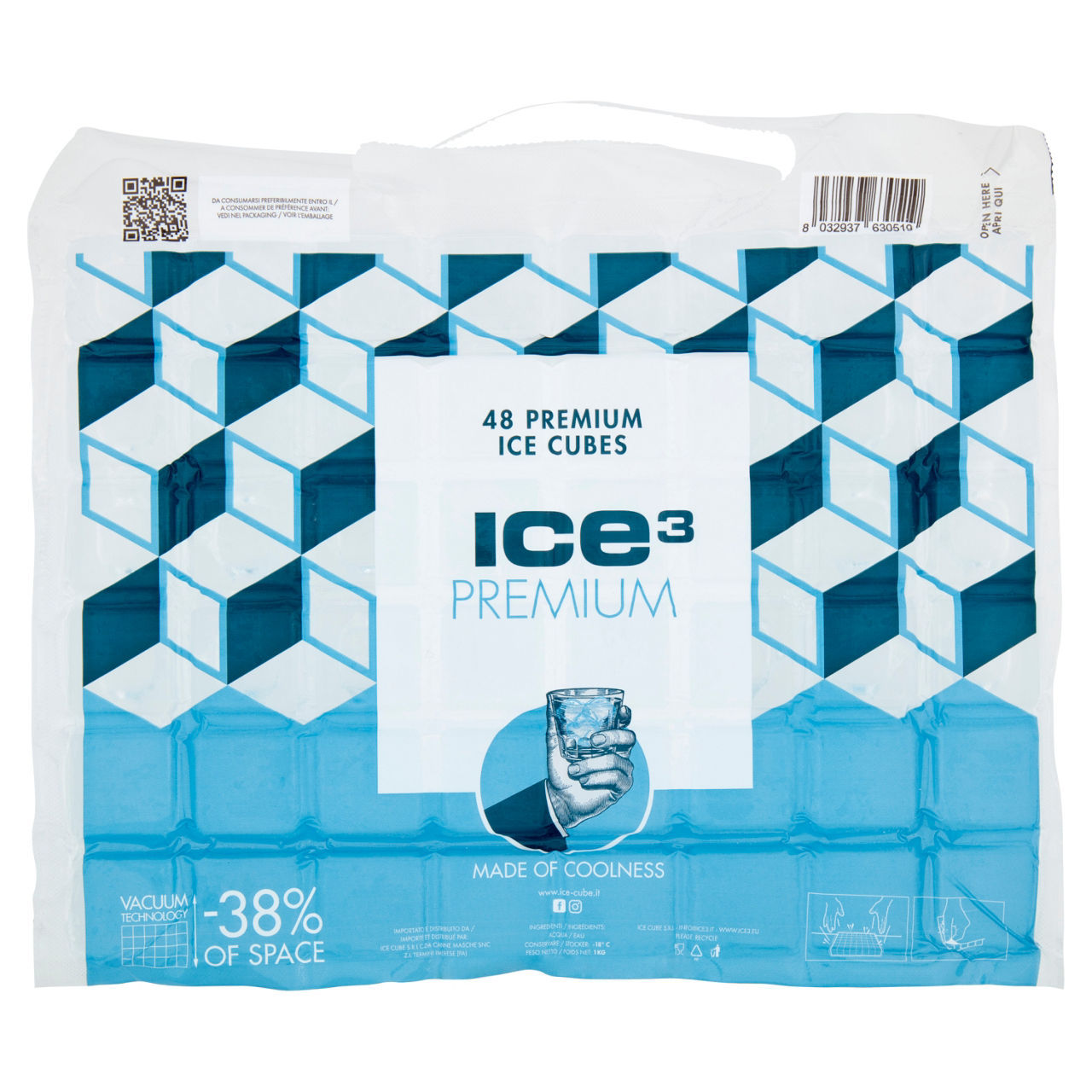 Ghiaccio alimentare Ice 3 cubetti flat bag 1 kg