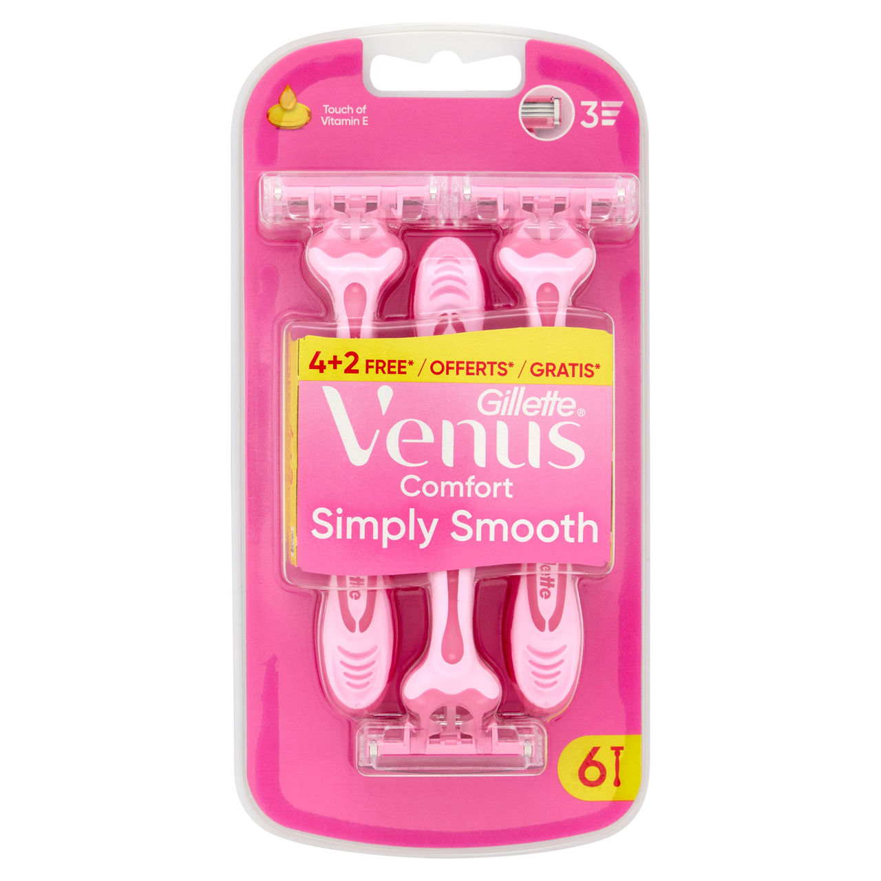 Gillette Venus Comfort Simply Smooth Rasoio Donna Usa e Getta a 3 Lame 4 Rasoi   2 = 6 Rasoi