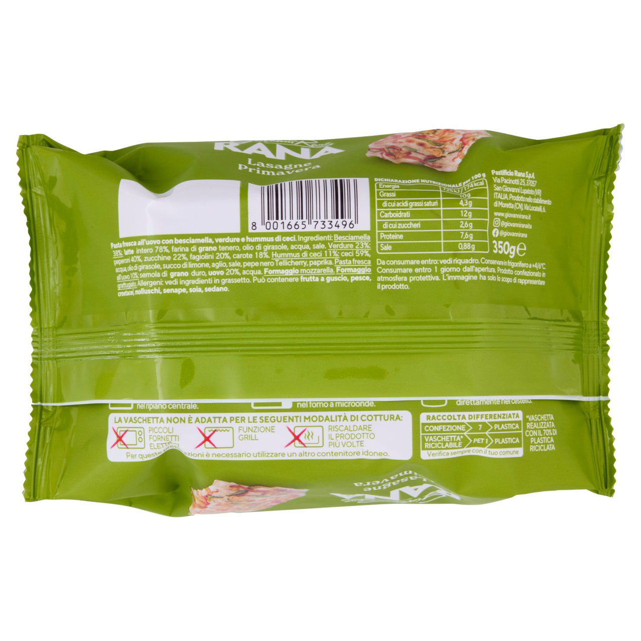 Giovanni Rana Lasagne Primavera Verdure e Hummus di Ceci 350 g