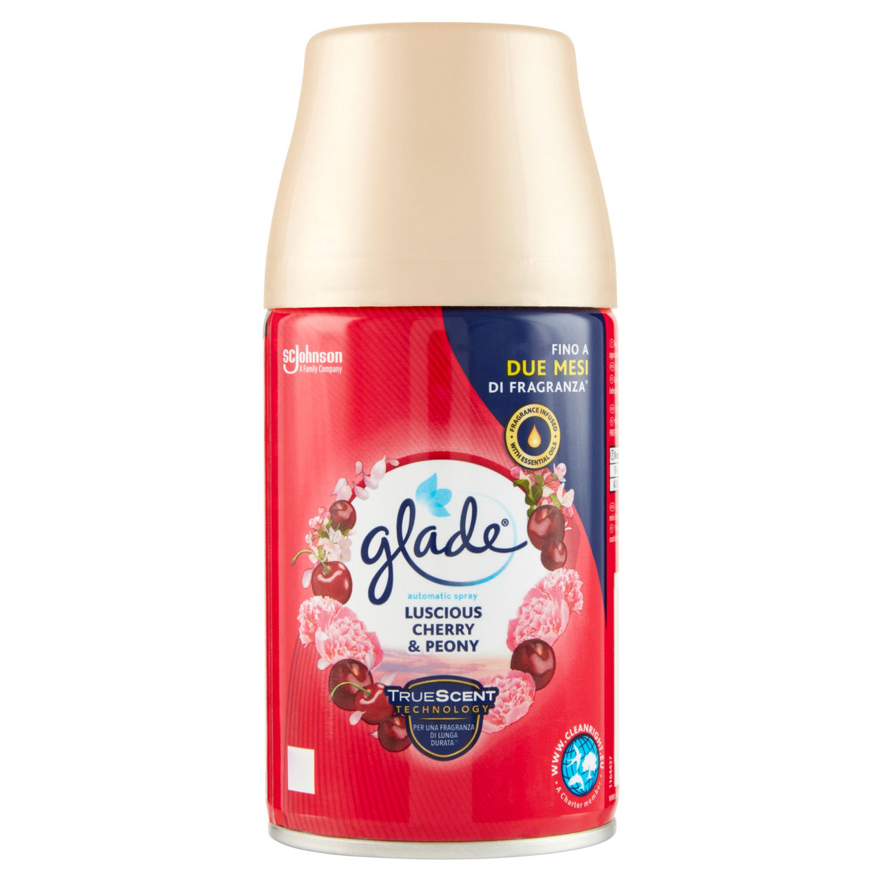 Glade Automatic Spray Ricarica, Profumatore per Ambienti, Fragranza Luscious Cherry & Peony 269ml