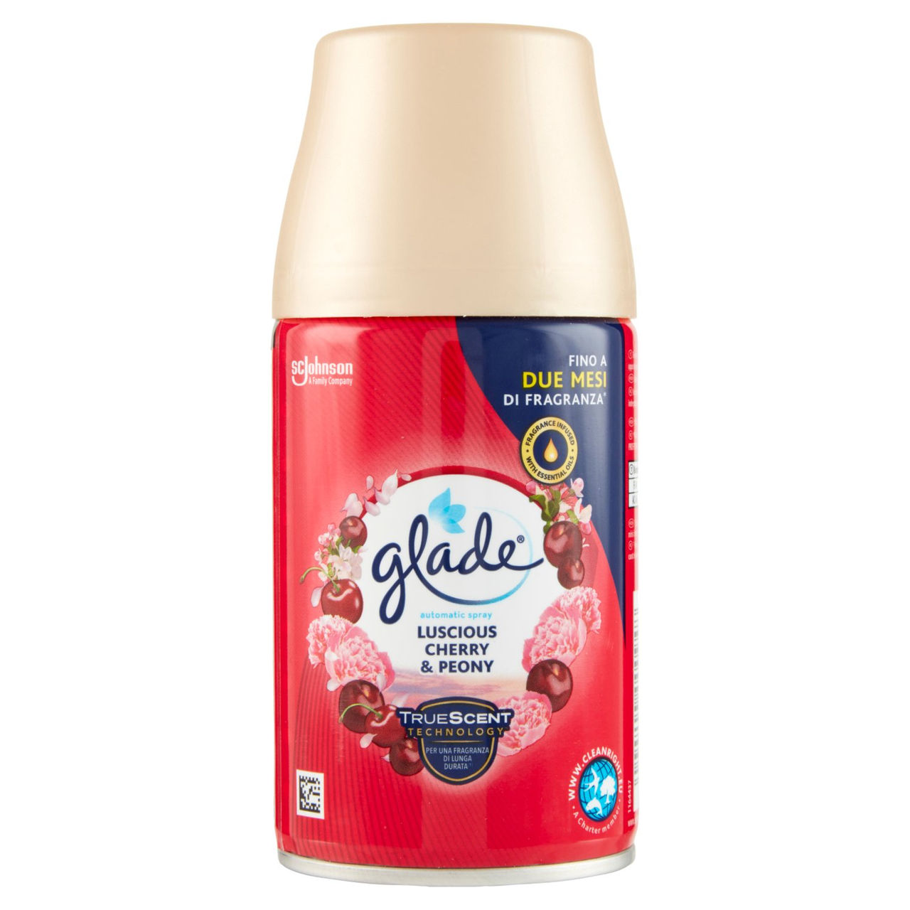 Glade Automatic Spray Ricarica, Profumatore per Ambienti, Fragranza Luscious Cherry & Peony 269ml
