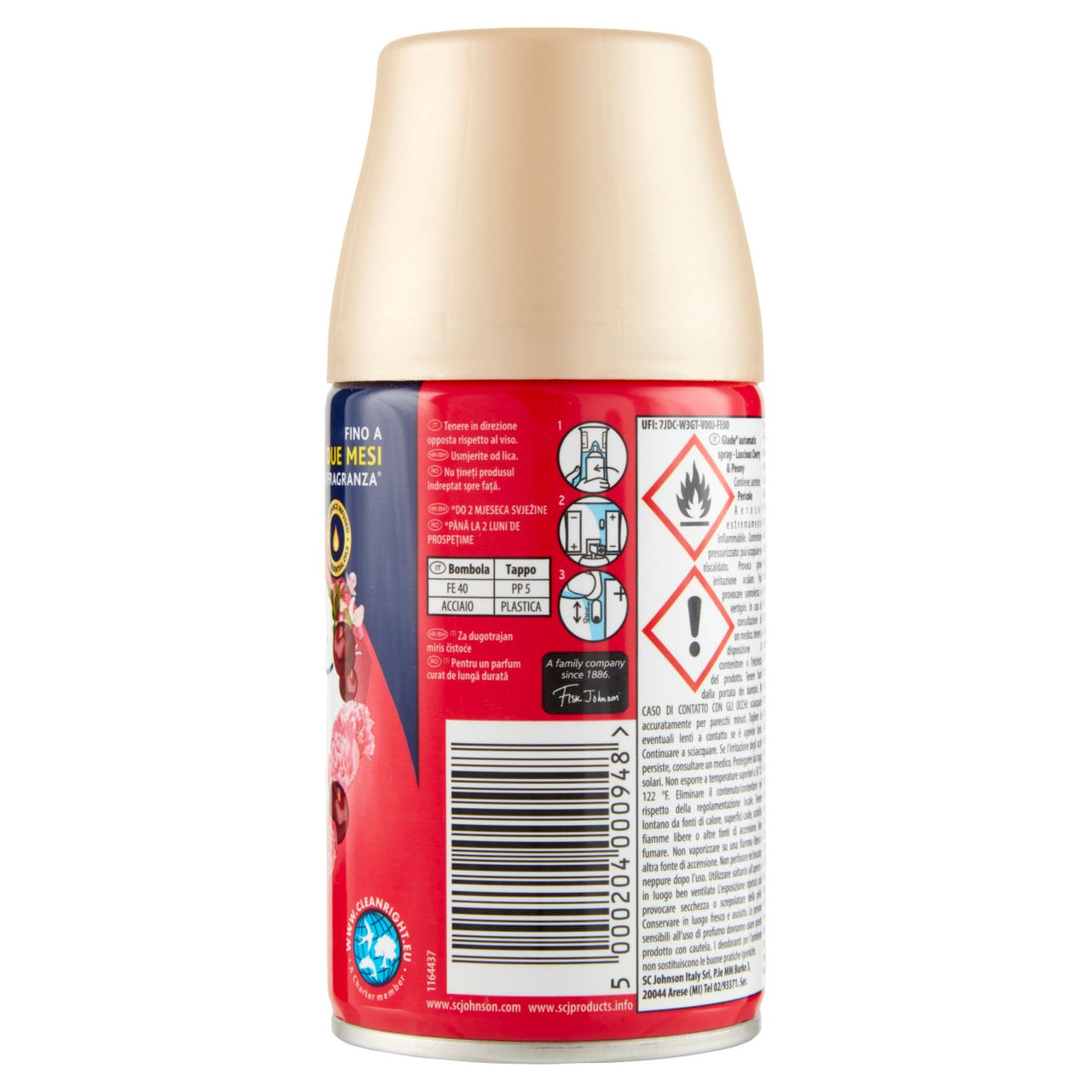 Glade Automatic Spray Ricarica, Profumatore per Ambienti, Fragranza Luscious Cherry & Peony 269ml