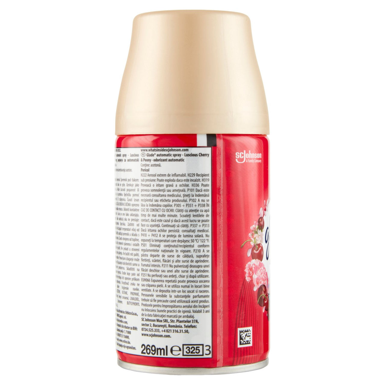 Glade Automatic Spray Ricarica, Profumatore per Ambienti, Fragranza Luscious Cherry & Peony 269ml