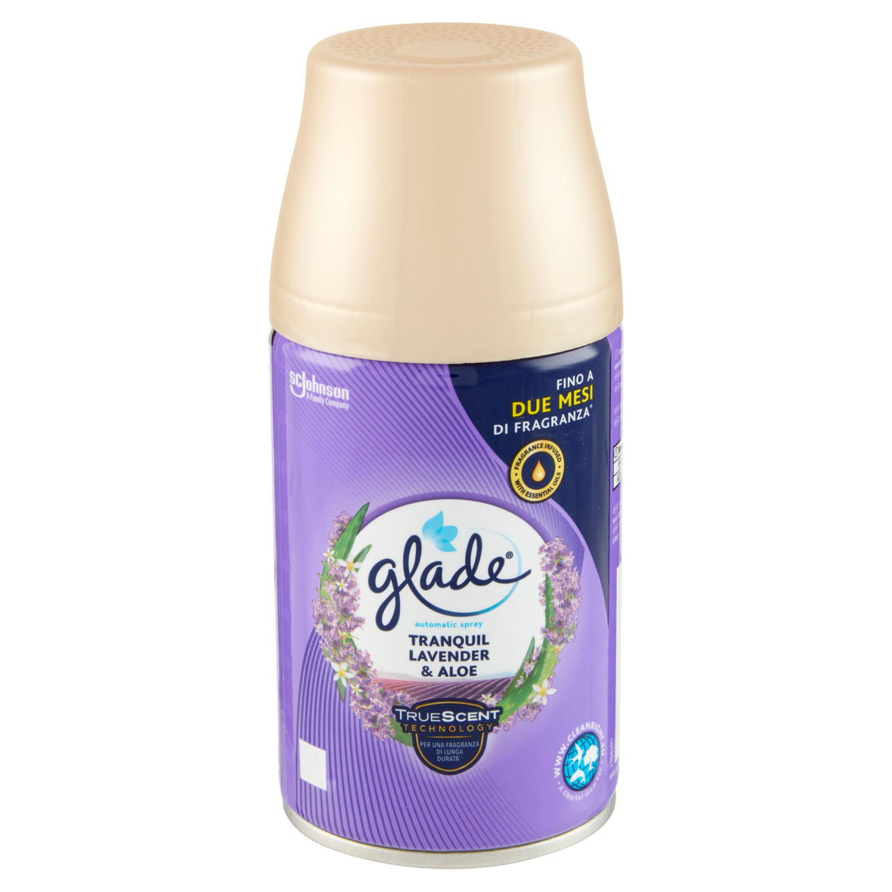 Glade Automatic Spray Ricarica, Profumatore per Ambienti, Fragranza Tranquil Lavender & Aloe 269ml
