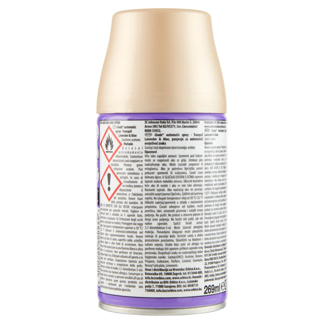 Glade Automatic Spray Ricarica, Profumatore per Ambienti, Fragranza Tranquil Lavender & Aloe 269ml