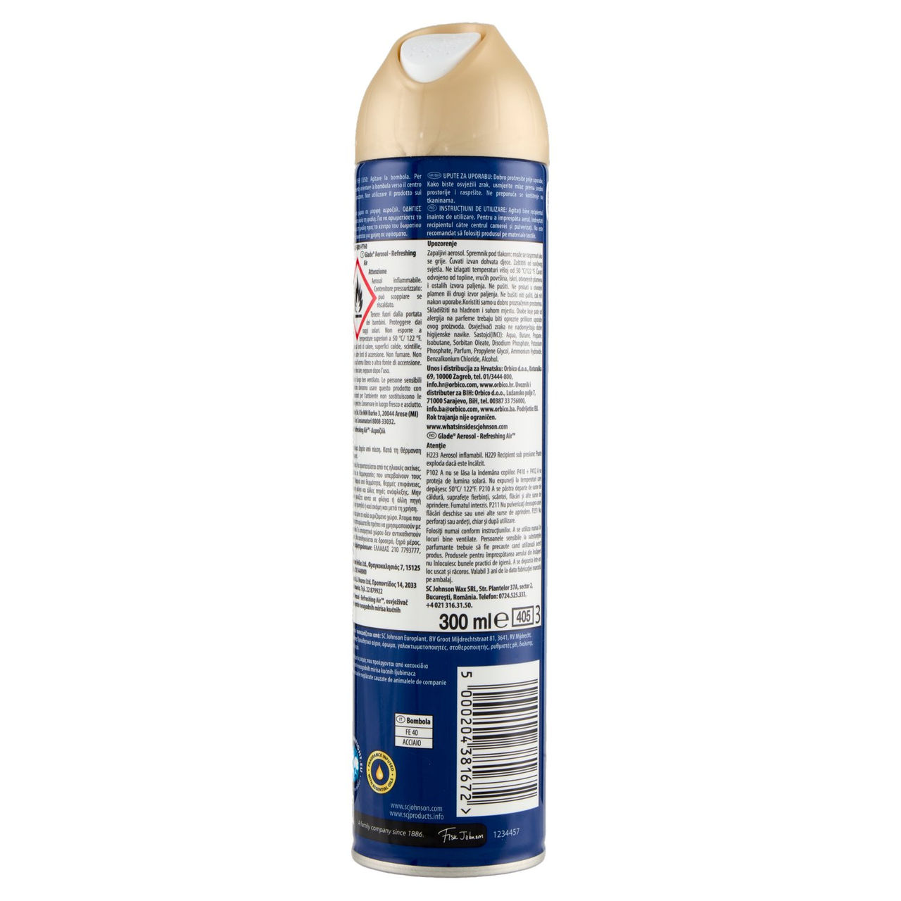 Glade Deodorante per Ambienti Spray Fragranza Refreshing Air™ Combatte odori animali domestici 300ml