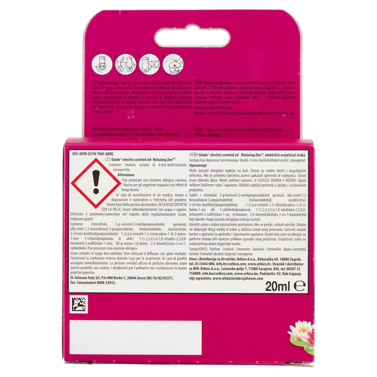 Glade liquido elettrico Profumatore per Ambienti con Olii Essenziali, Fragranza Relaxing Zen 20ml