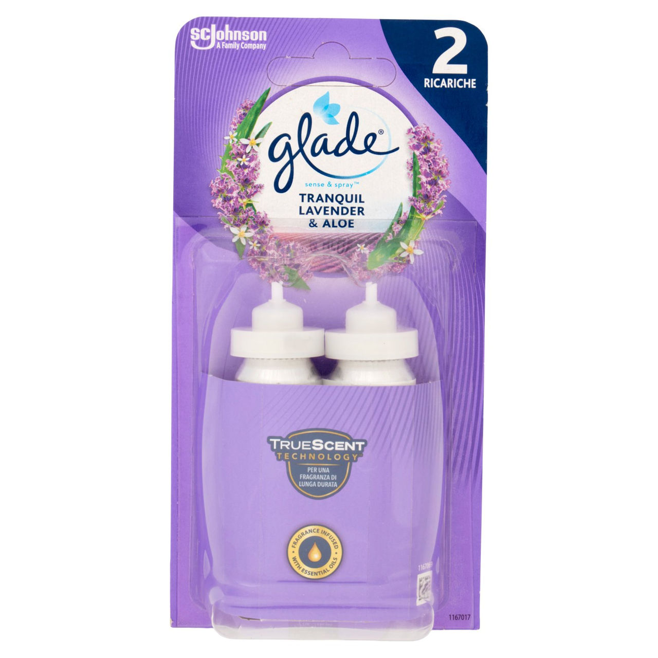 Glade Sense&Spray Doppia Ricarica, Profumatore Ambienti con Sensore, Tranquil Lavender & Aloe 2x18ml