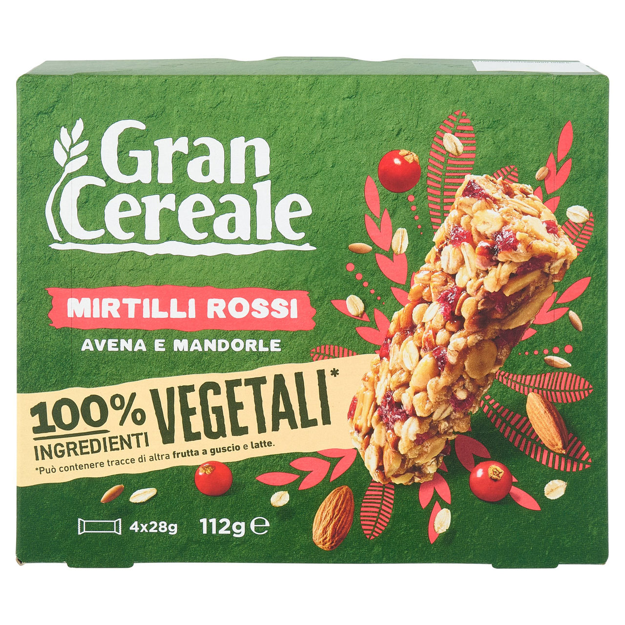 Gran Cereale Barrette Mirtilli Rossi, Avena e Mandorle 4 pezzi 112g