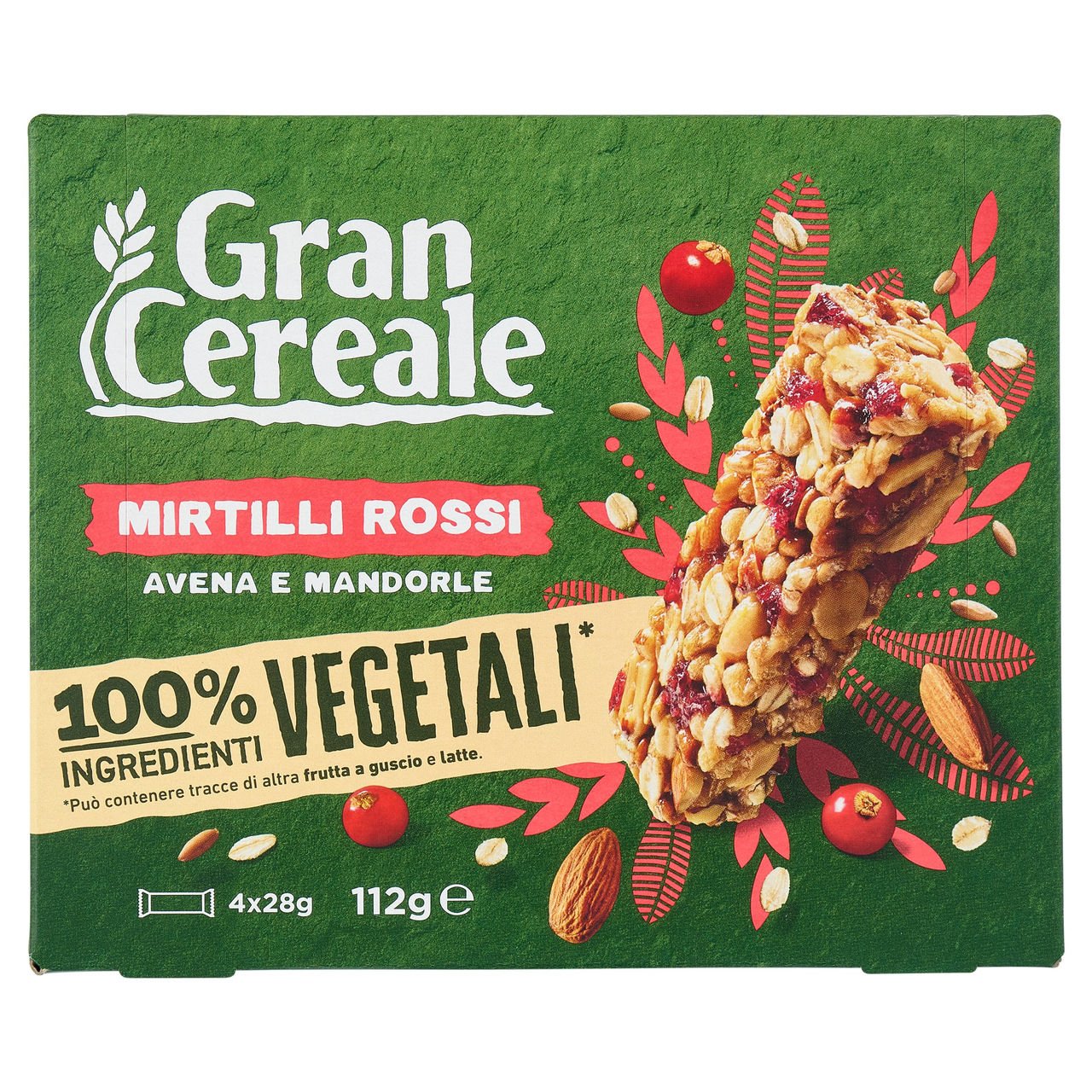Gran Cereale Barrette Mirtilli Rossi, Avena e Mandorle 4 pezzi 112g