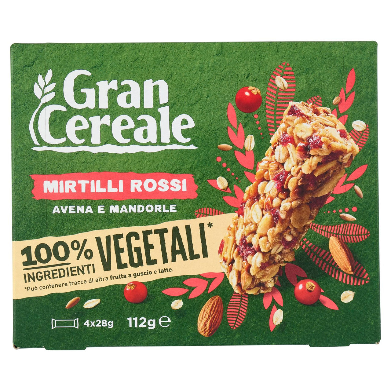 Gran Cereale Barrette Mirtilli Rossi, Avena e Mandorle 4 pezzi 112g