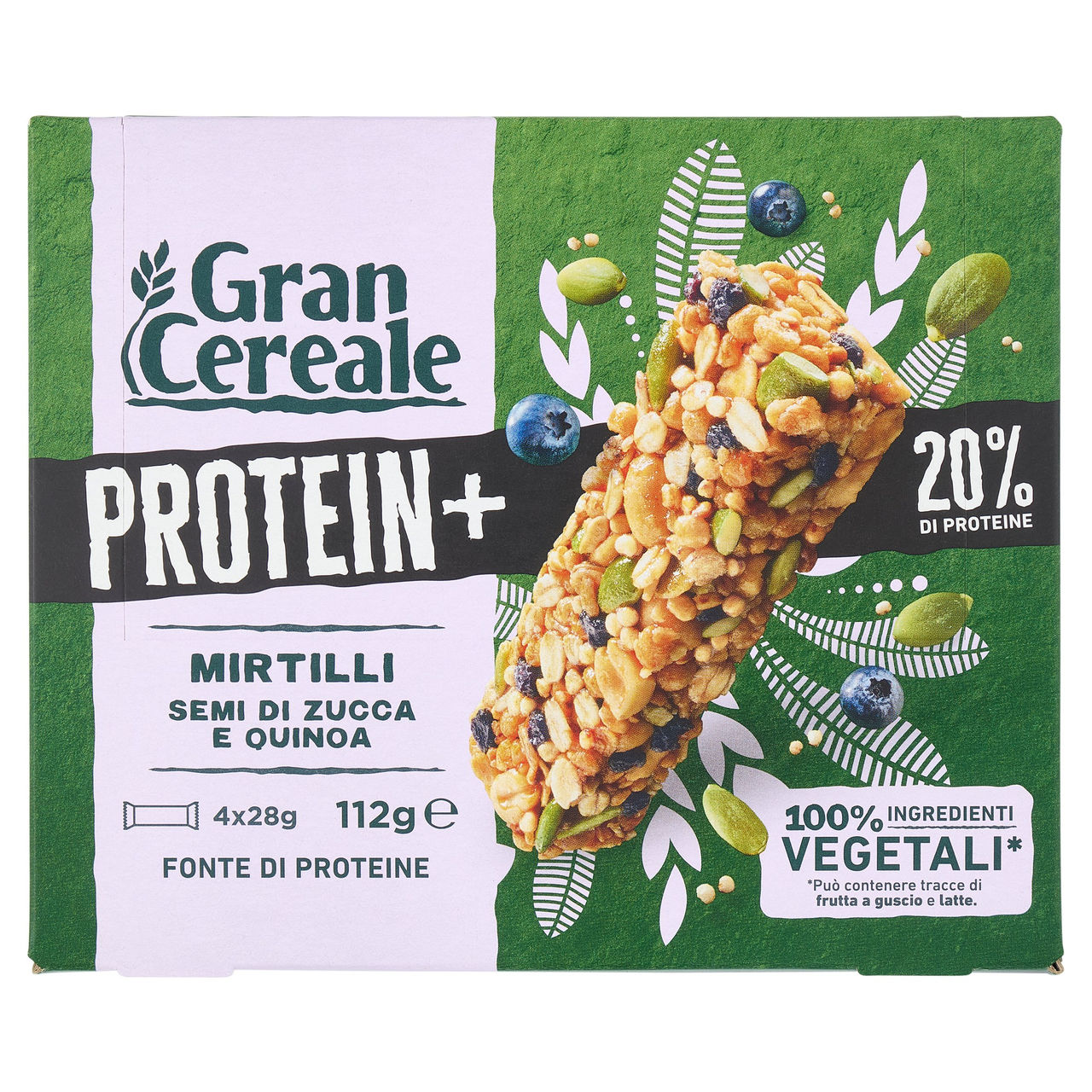 Gran Cereale Barrette Protein  Mirtilli, Semi di Zucca e Quinoa 4 pezzi 112g