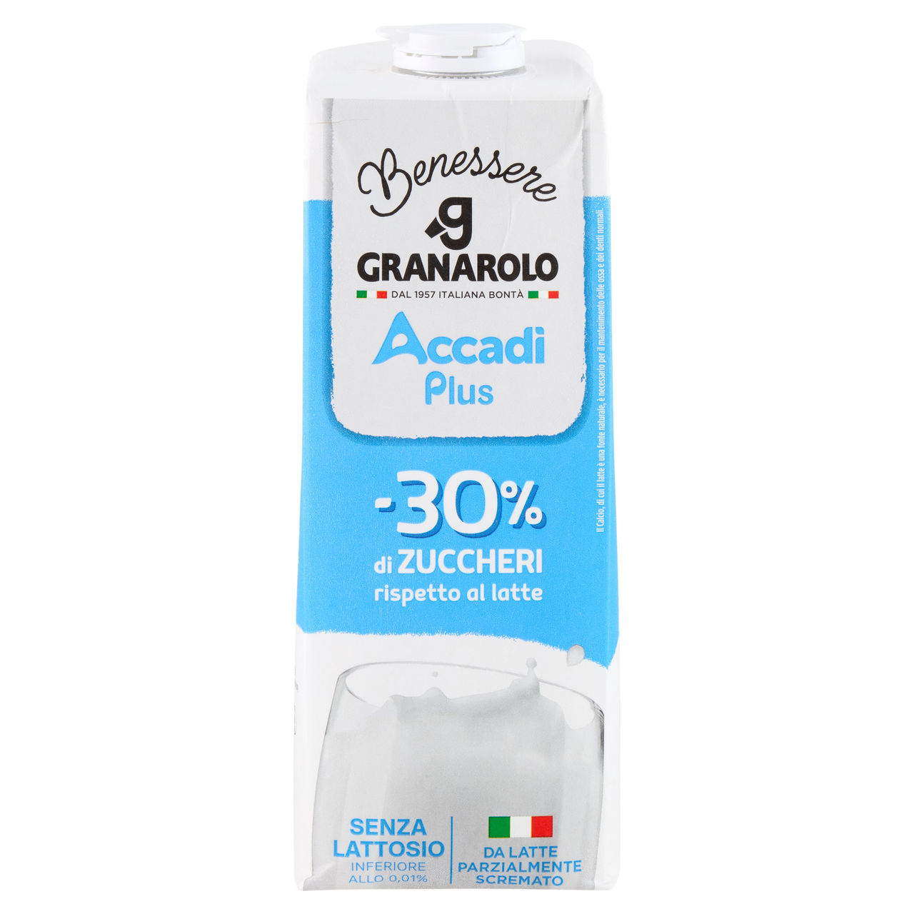 Granarolo Benessere Accadì Plus -30% di Zuccheri Senza Lattosio da Latte Parzialmente Scremato 1 L