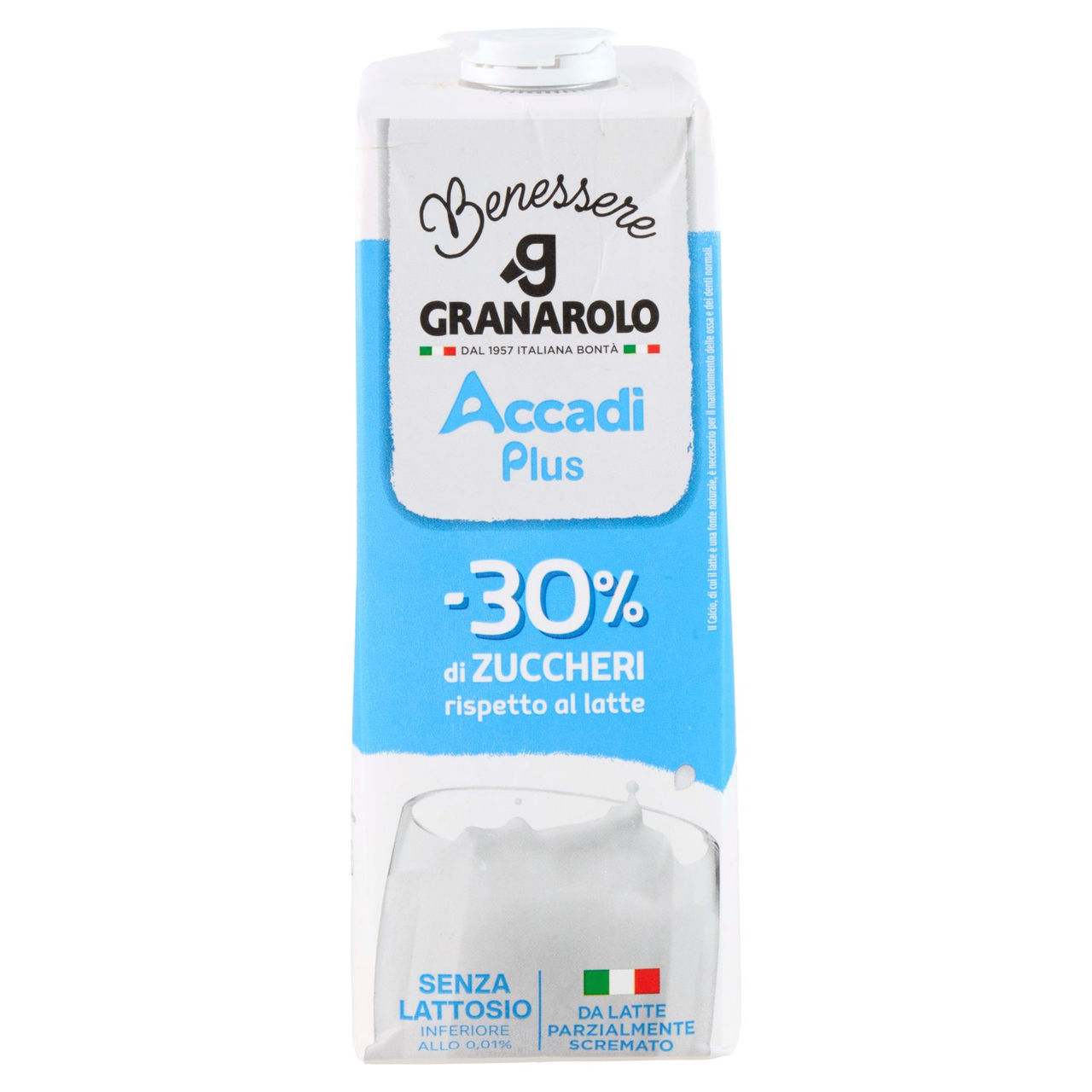 Granarolo Benessere Accadì Plus -30% di Zuccheri Senza Lattosio da Latte Parzialmente Scremato 1 L