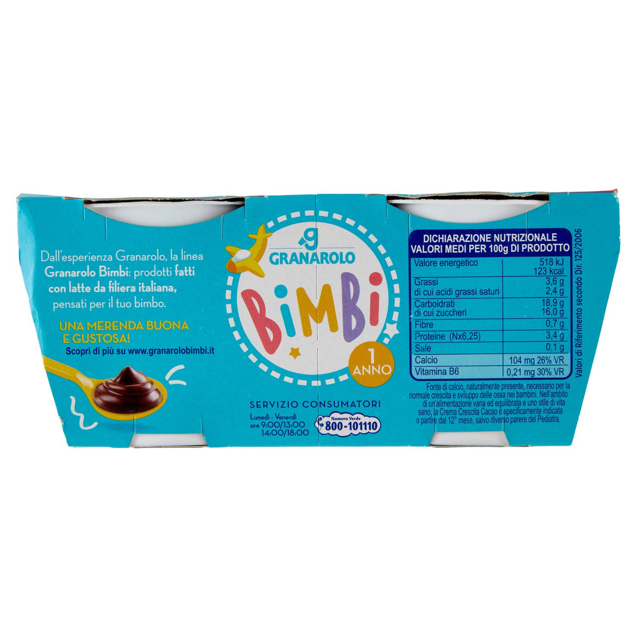 Granarolo Bimbi Crema Crescita Cacao 2 x 100 g