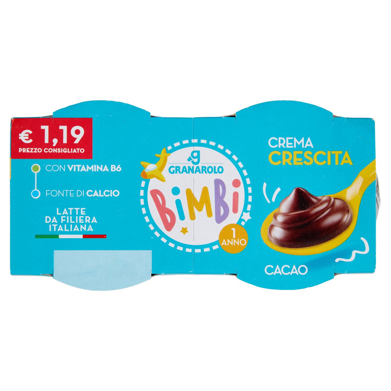 Granarolo Bimbi Crema Crescita Cacao 2 x 100 g