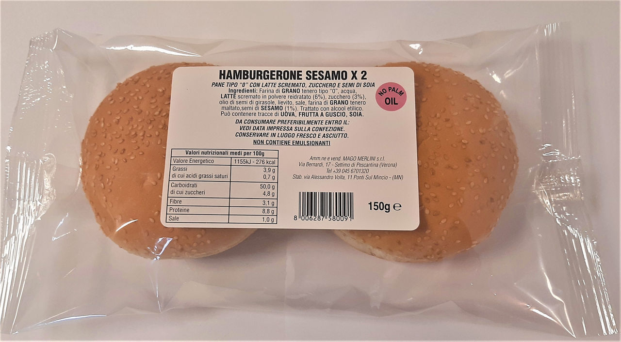 Hamburgerone  con sesamo 150 g conf. da 2 pezzi