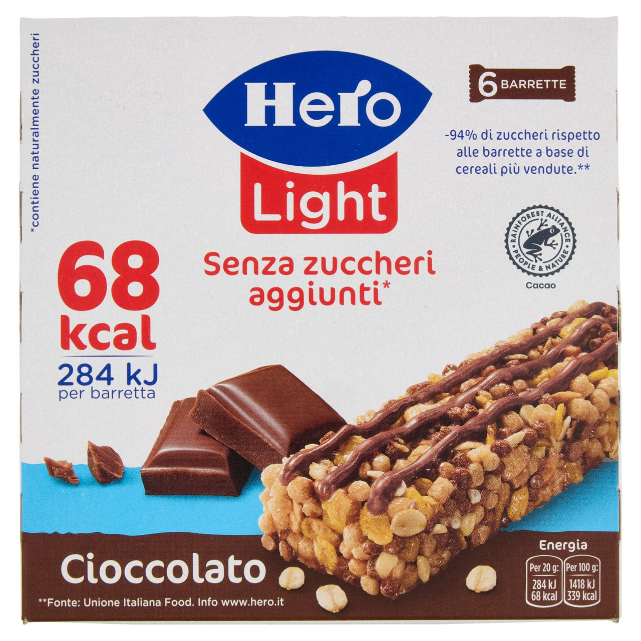 Hero Light Barrette Cioccolato 6 x 20 g