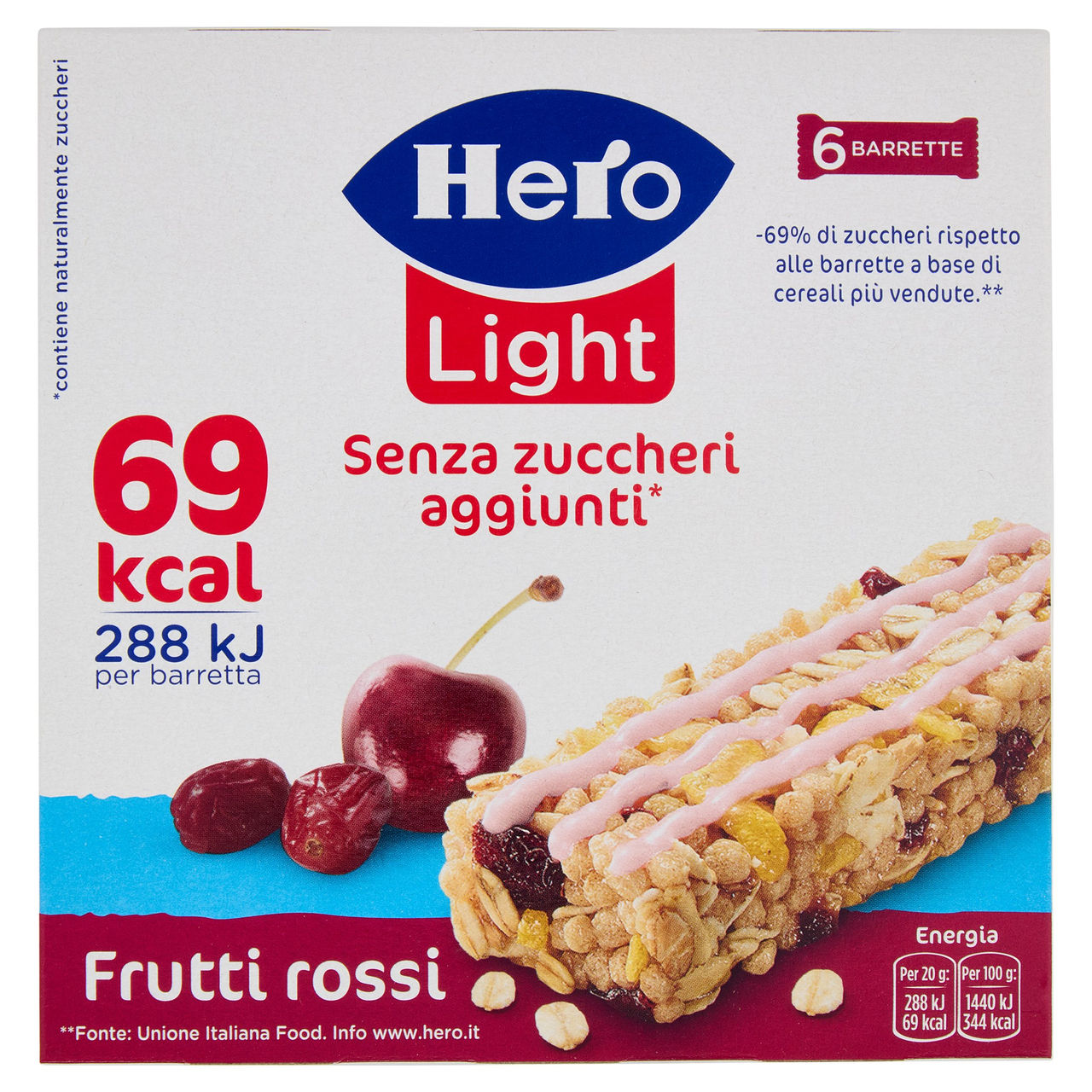 Hero Light Barrette Frutti rossi 6 x 20 g