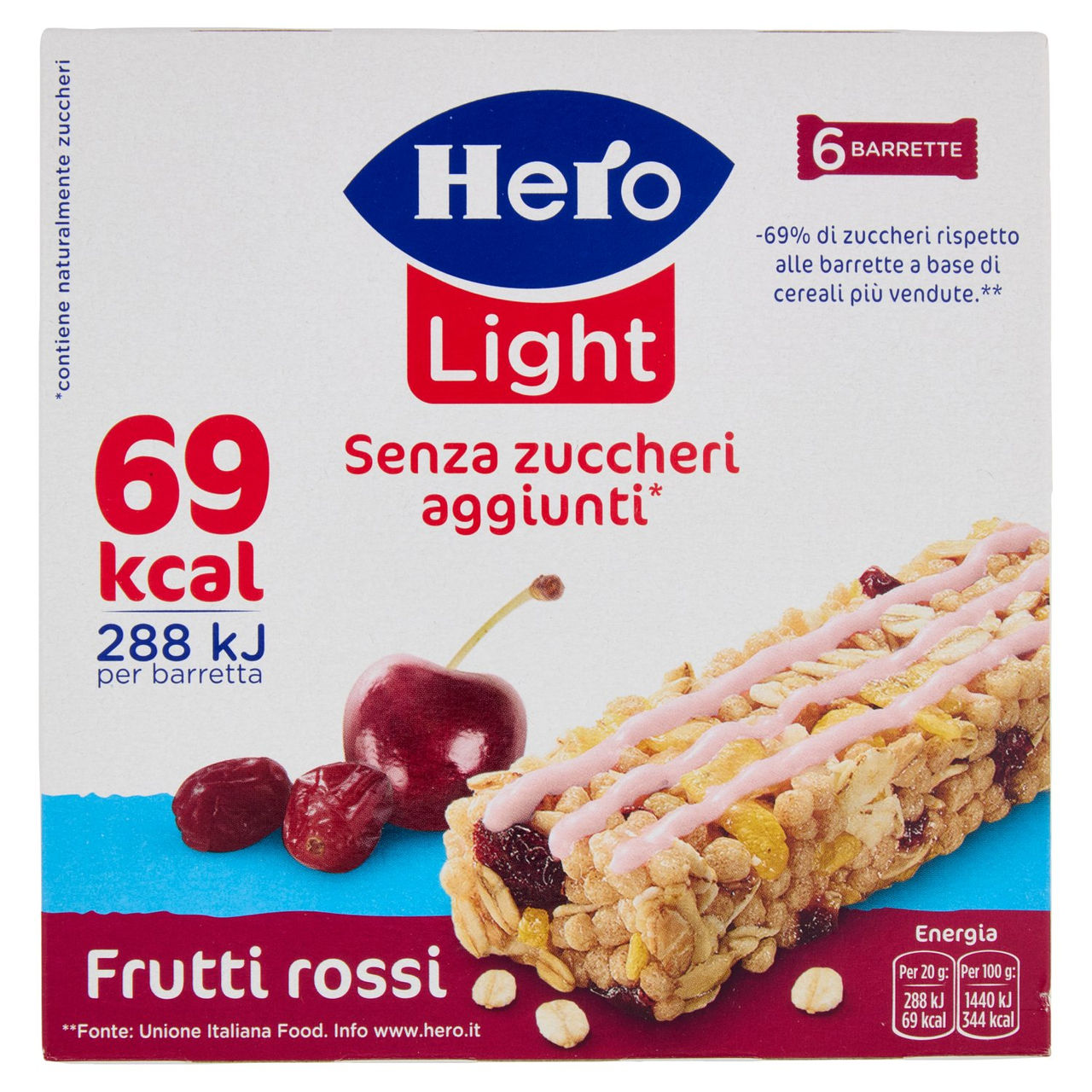 Hero Light Barrette Frutti rossi 6 x 20 g