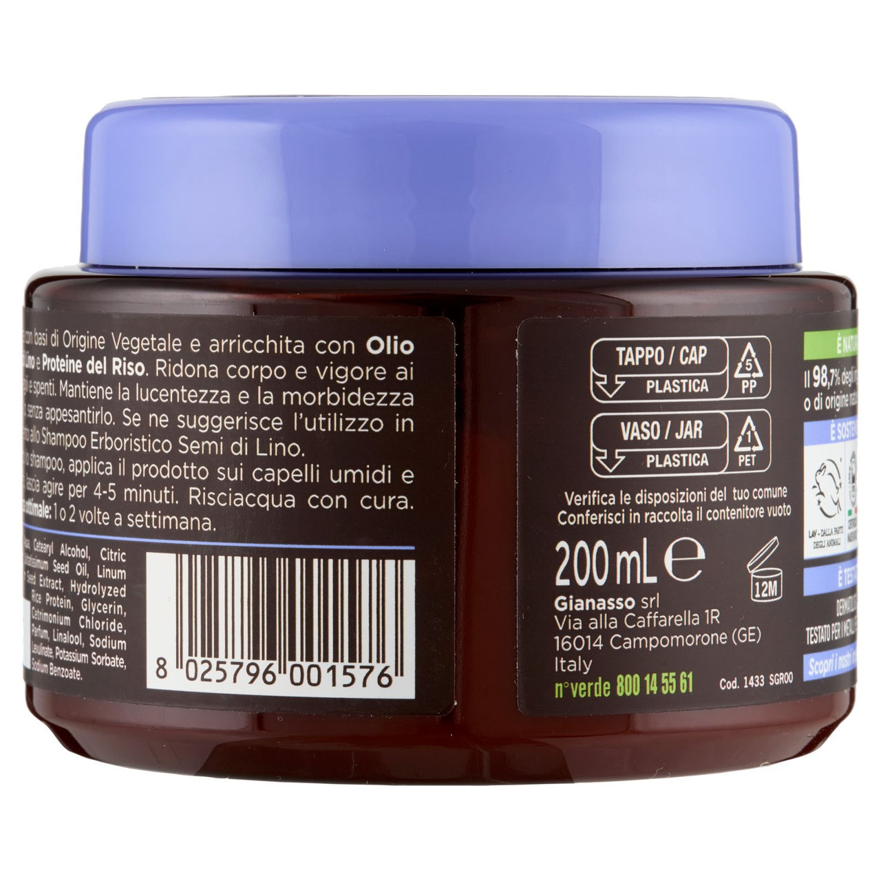 I Provenzali Maschera Capelli Erboristica Districante Semi di Lino Capelli Fragili e Spenti 200 mL