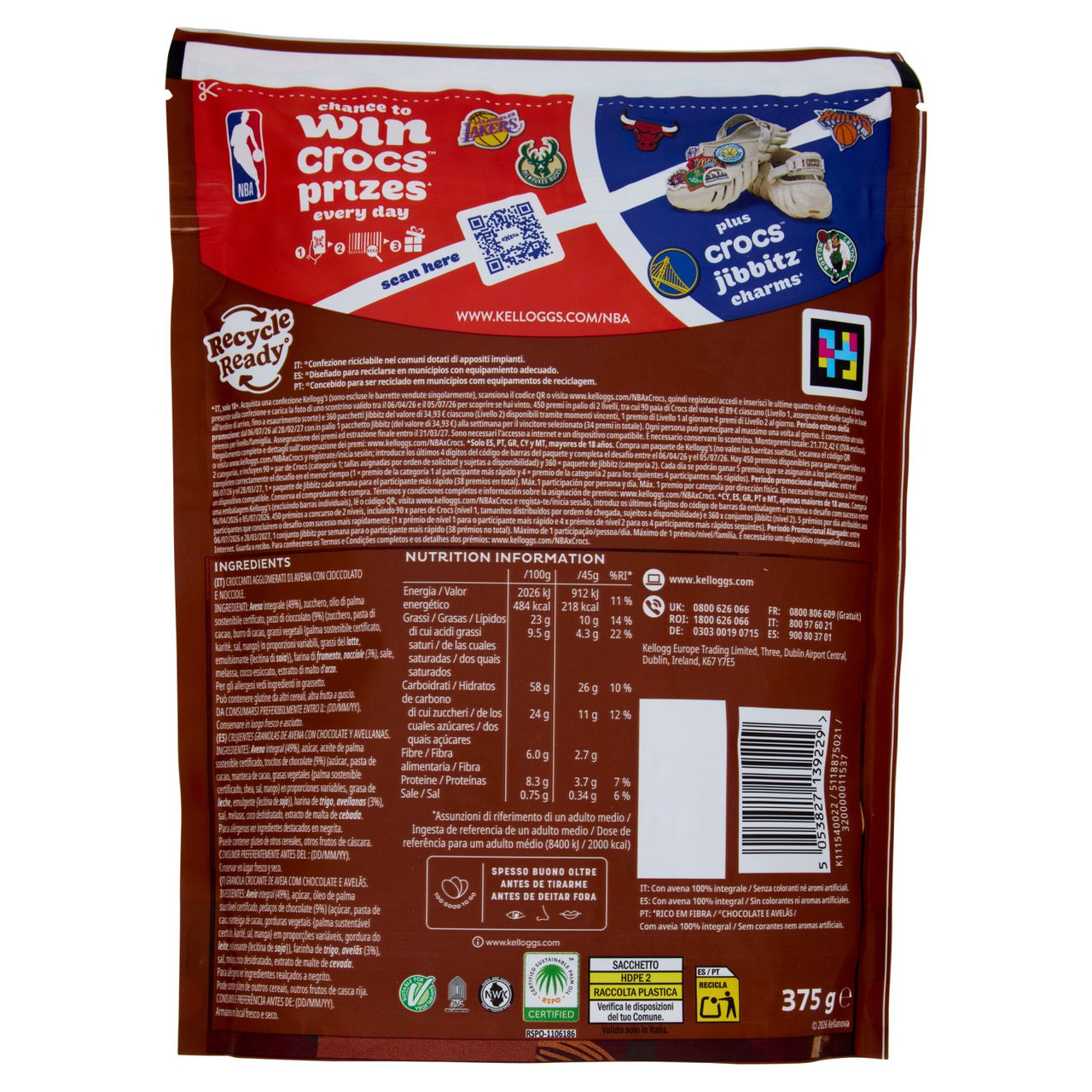 Kellogg's Extra Cioccolato e Nocciole 375 g