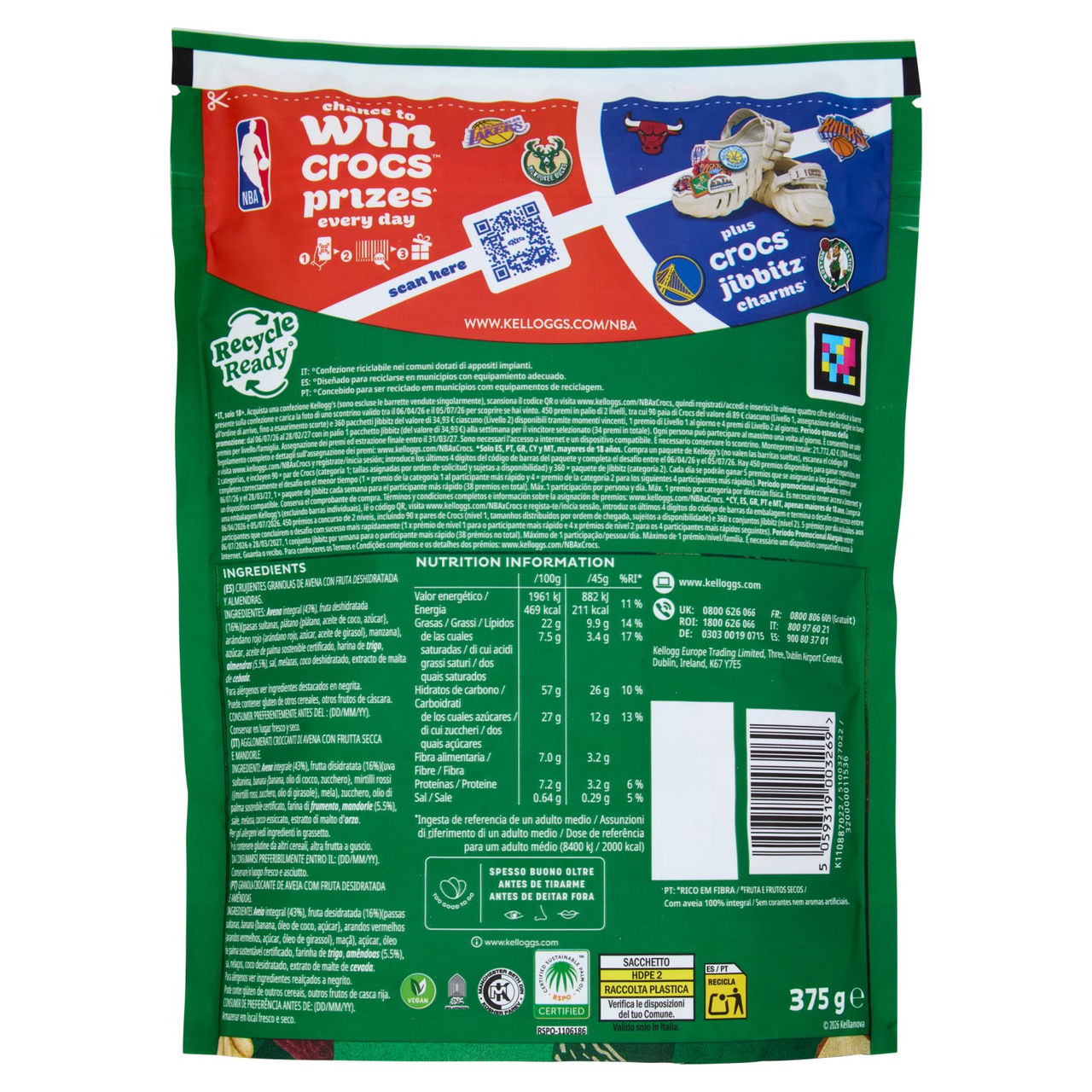 Kellogg's extra granola frutta e frutta secca 375 g