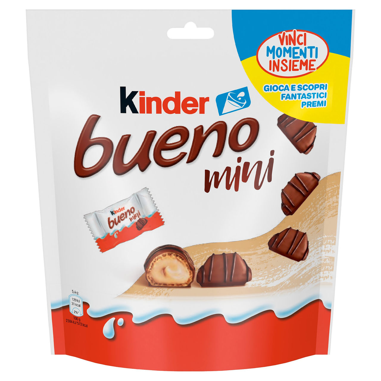 Kinder Bueno wafer farcito al latte e nocciole ricoperto di cioccolato al latte 108 g