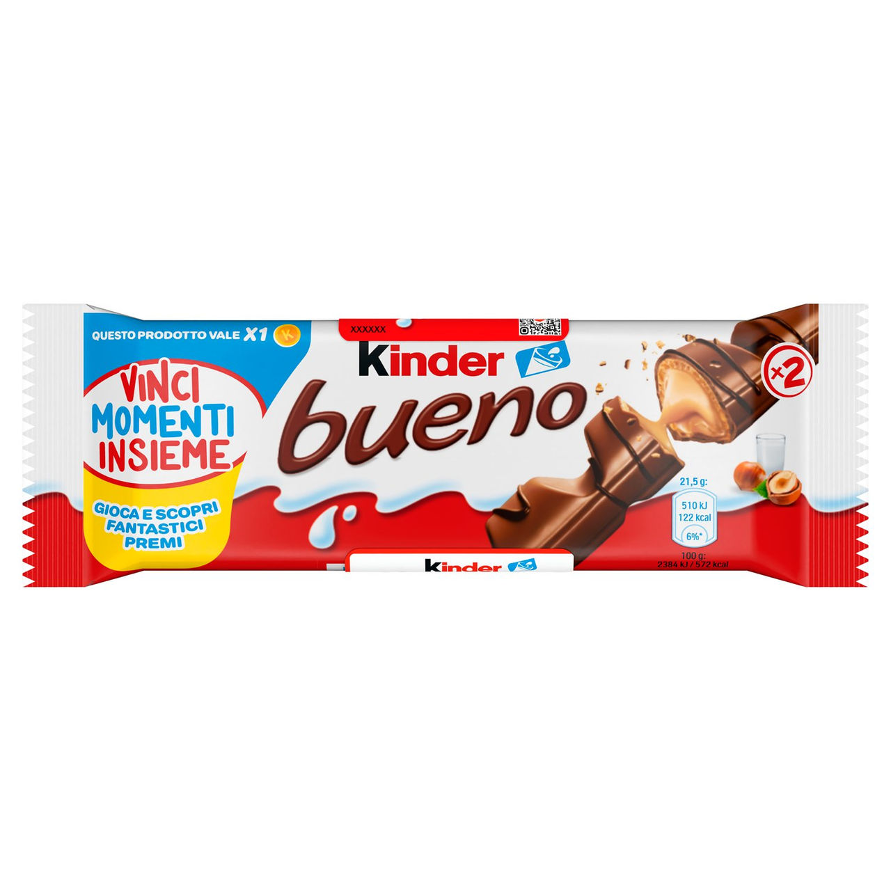 Kinder Bueno wafer farcito al latte e nocciole ricoperto di cioccolato al latte 3 x 43 g