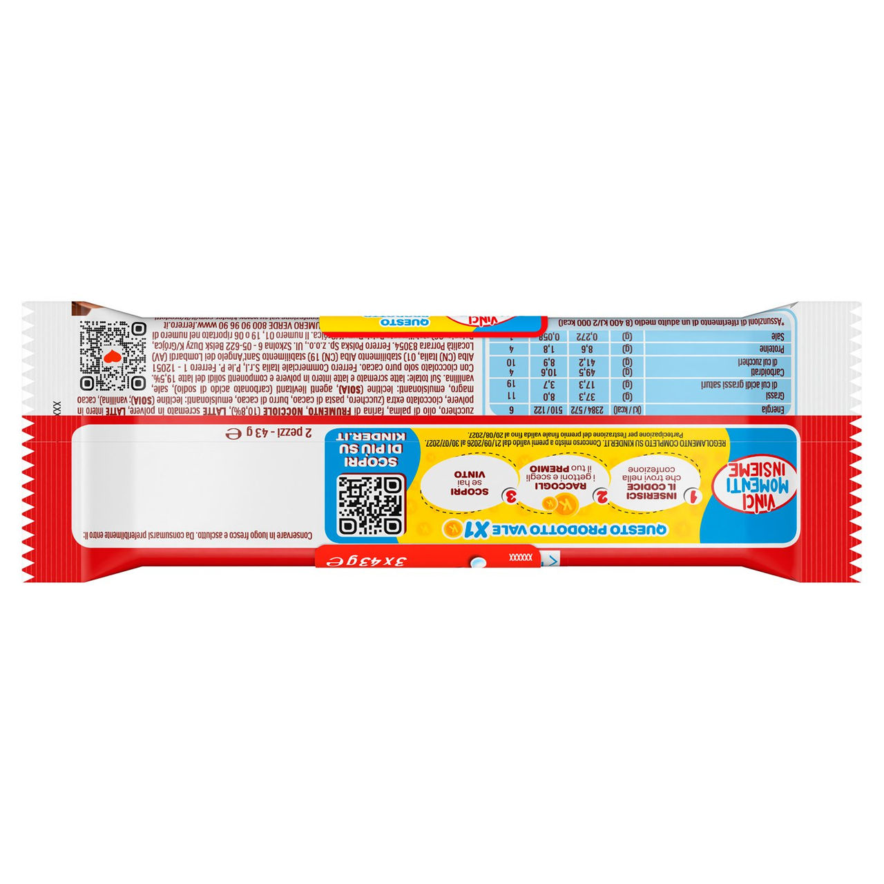 Kinder Bueno wafer farcito al latte e nocciole ricoperto di cioccolato al latte 3 x 43 g