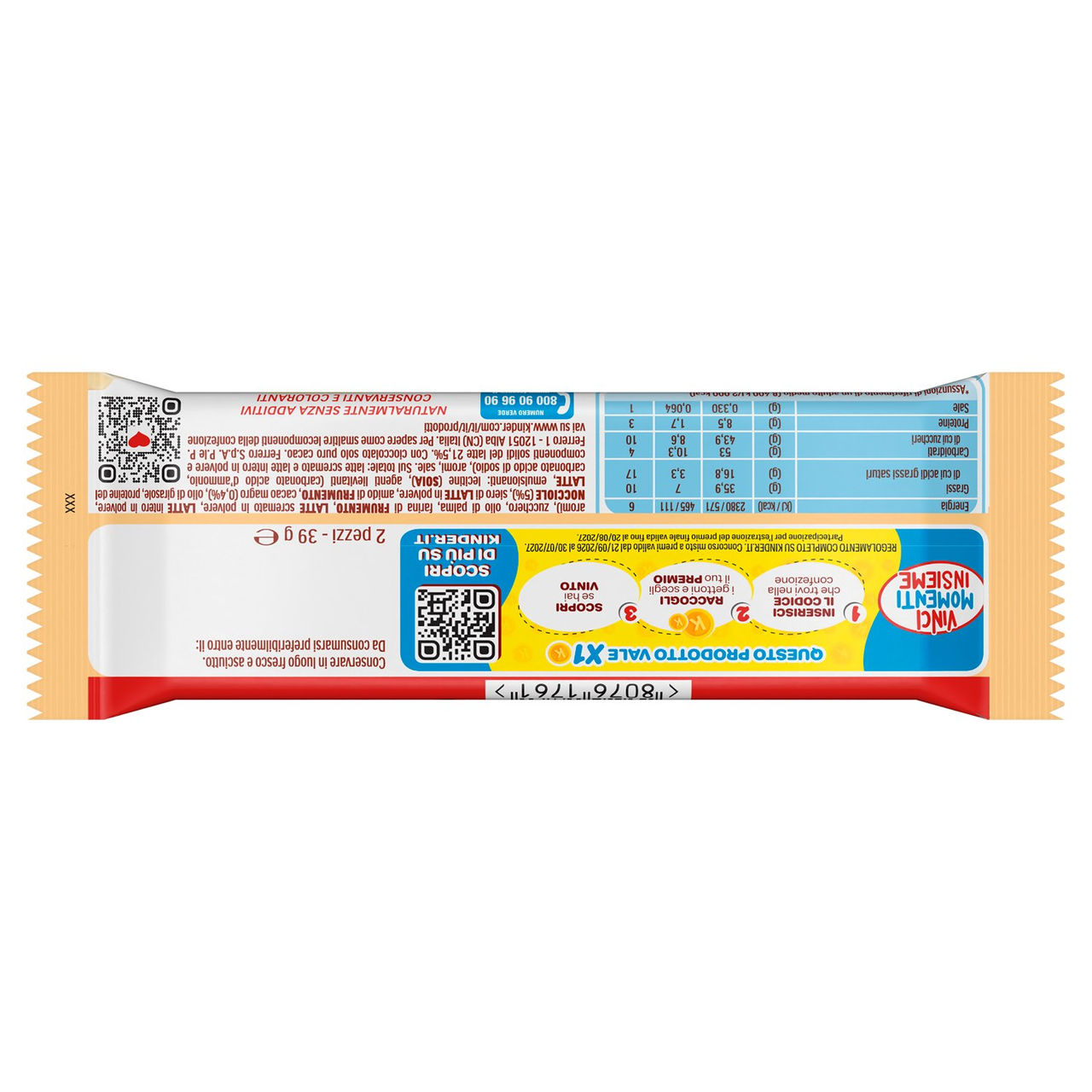 Kinder Bueno White wafer farcito al latte e nocciole ricoperto di cioccolato bianco 39 g
