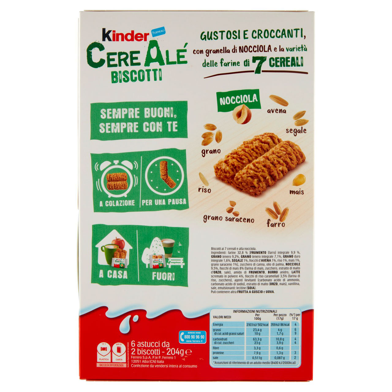 Kinder CereAlé Biscotti ai 7 cereali nocciola