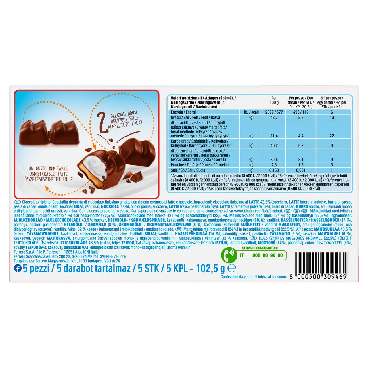 Kinder Choco fresh 5 x 20,5 g in vendita online