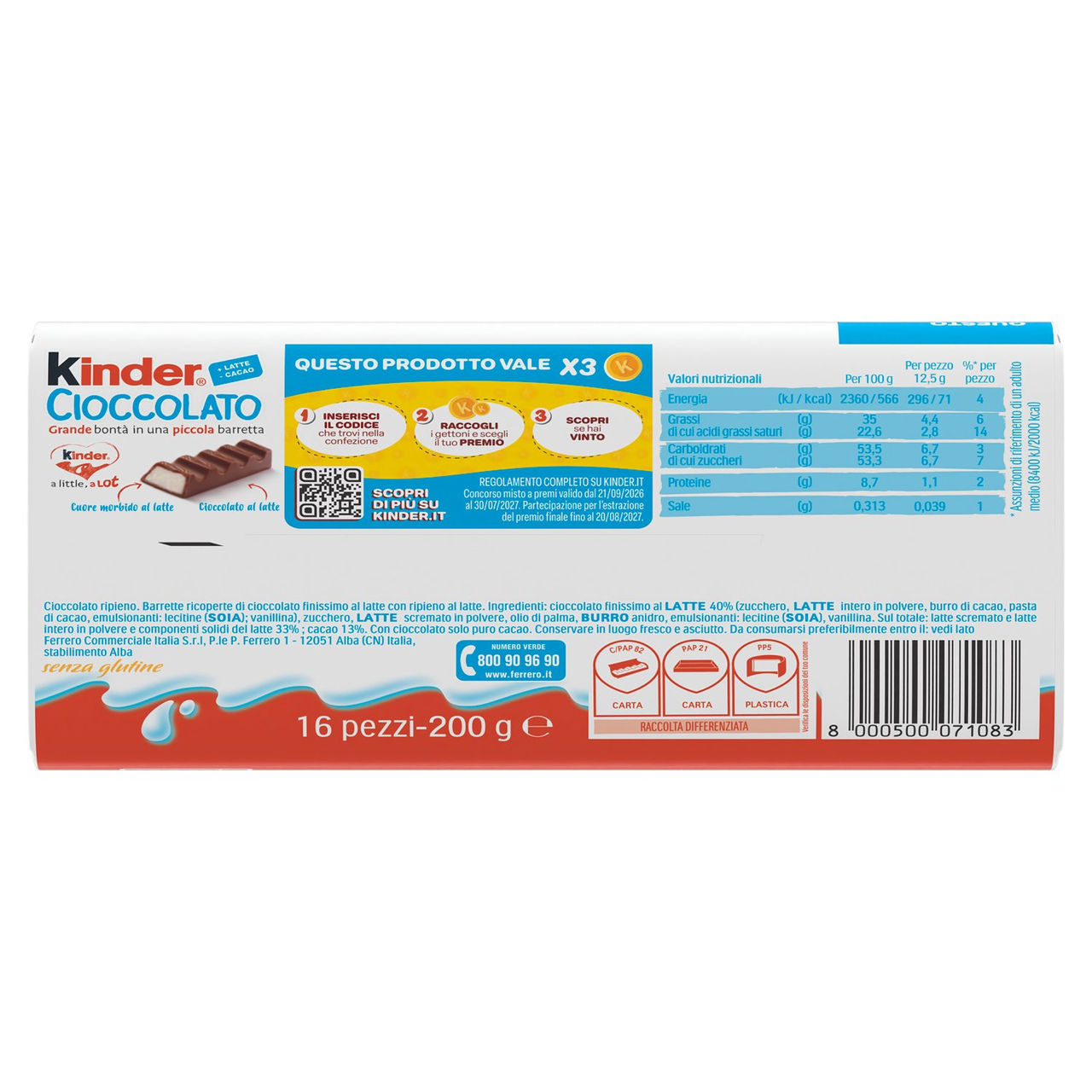 Kinder Cioccolato 16 x 12,5 g in vendita online