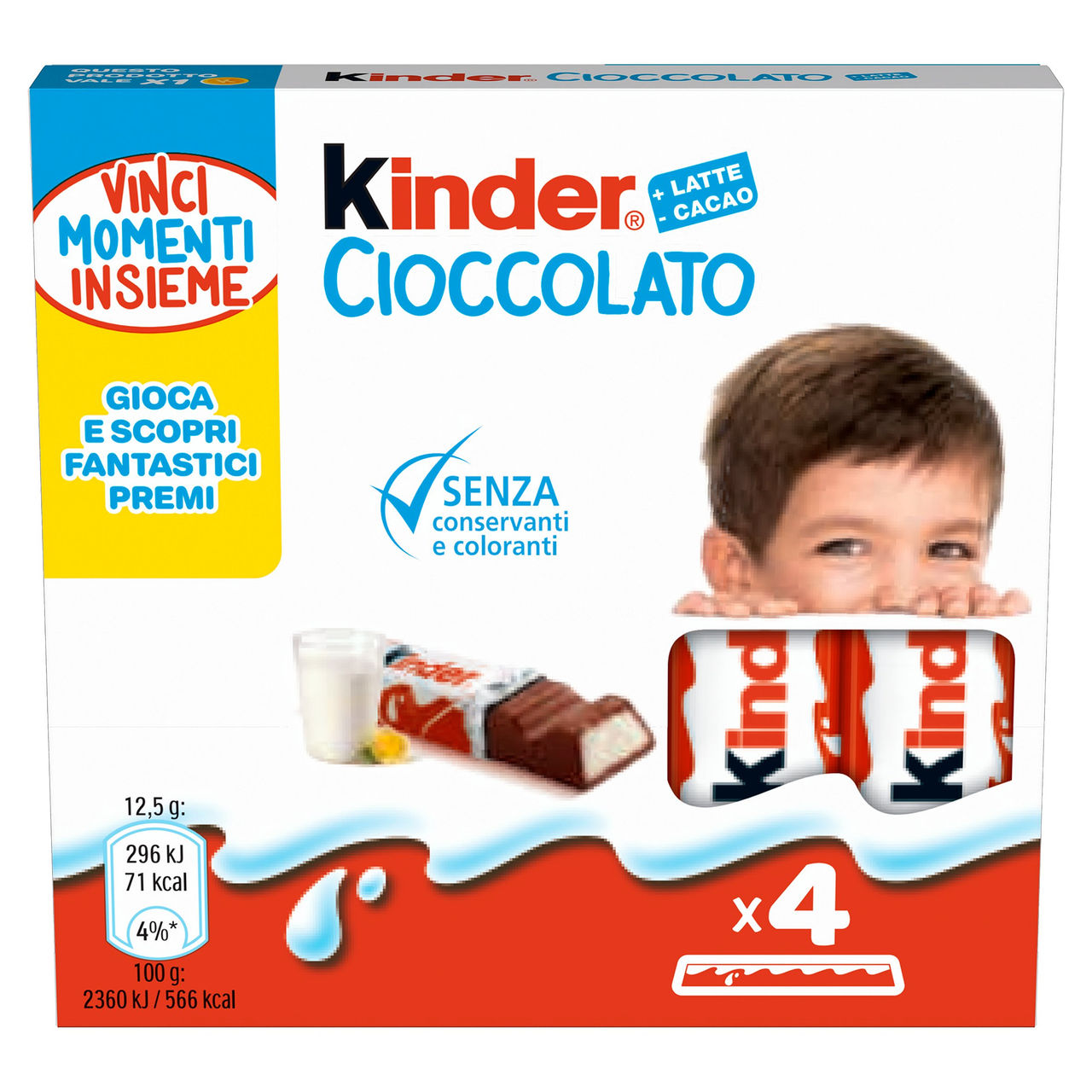 Kinder Cioccolato 4 x 12,5 g in vendita online