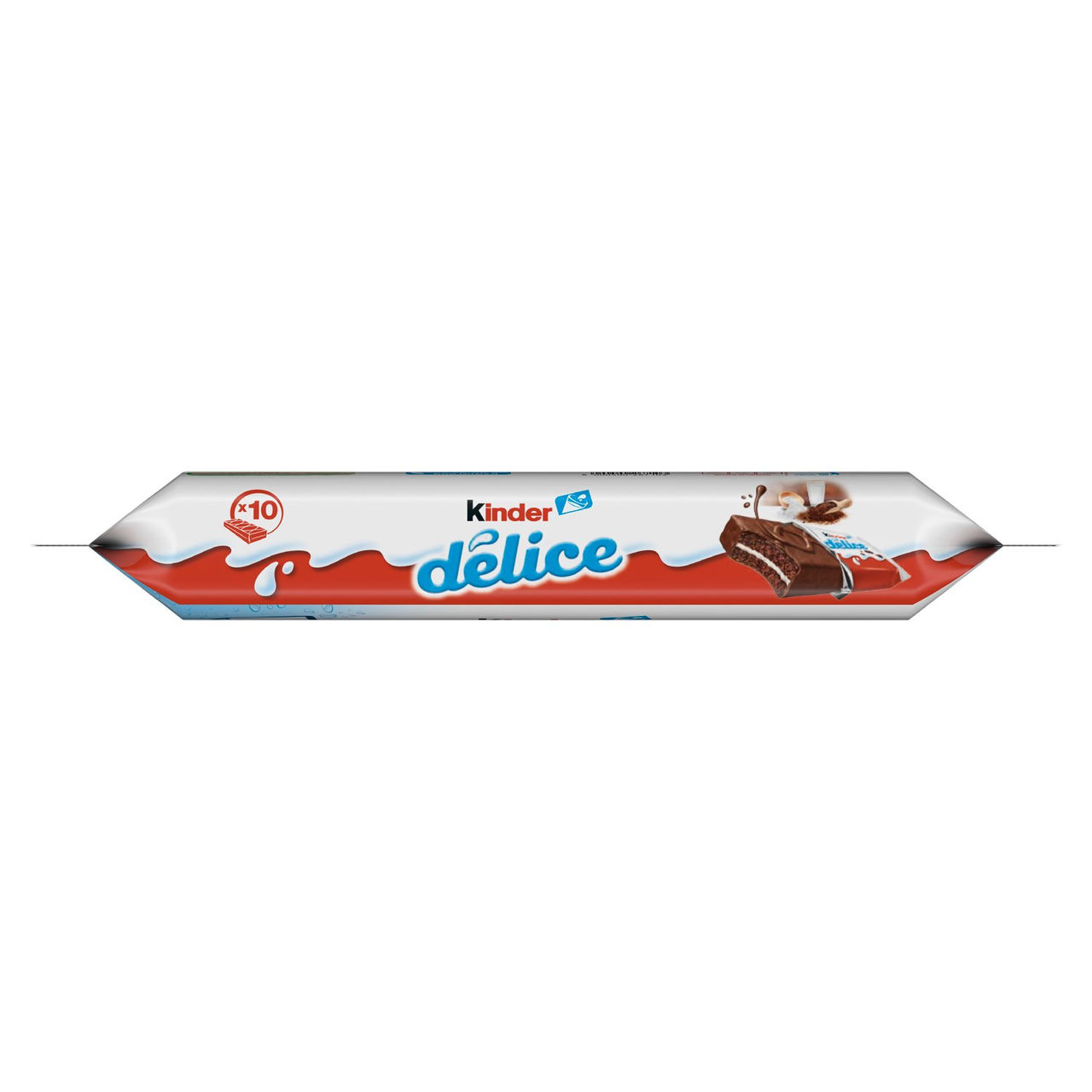 Kinder Délice - Merendina ricoperta al cacao con farcitura al Latte - 10 pezzi 390g
