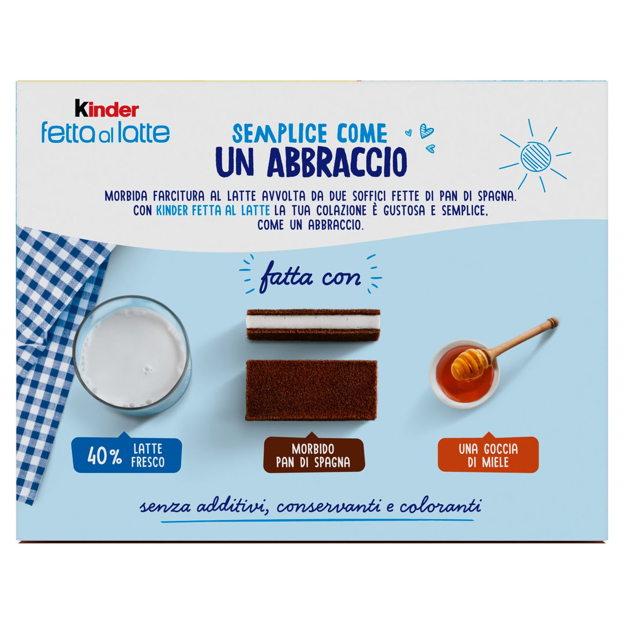Kinder Fetta al Latte: Merenda con due strati di pan di spagna e ripieno al latte e miele 10x28g