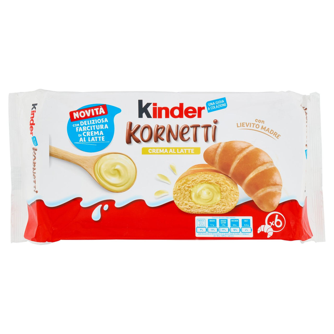 kinder Kornetti Crema al Latte 6 x 45 g